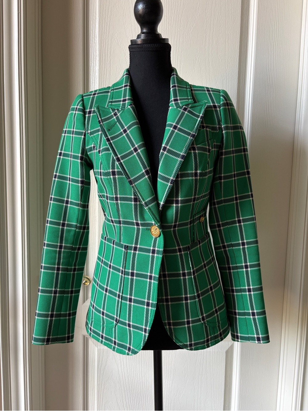 Smythe Green Plaid Tailored Women's Blazer